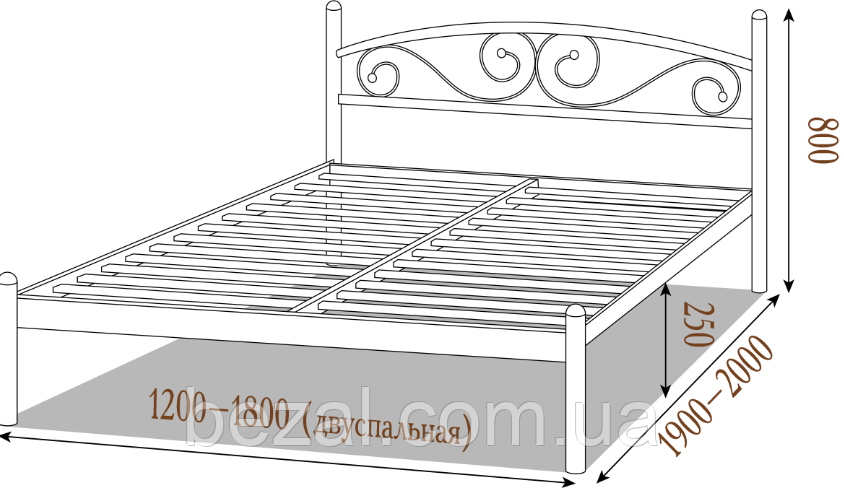 Кровать кованая одноместная, полуторная Вероника - фото 6 - id-p1660391452