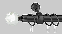 Черный матовый Карниз для штор металлический, однорядный 19 мм (комплект) Кристал шар 3.0м