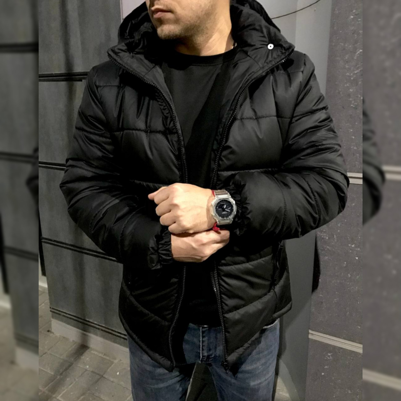 Куртка мужская зимняя с капюшоном, теплая ветрозащитная на флисе ...