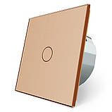 Сенсорна кнопка 1 сенсор Імпульсний вимикач Майстер кнопка Livolo золото скло (VL-C701H-13), фото 2