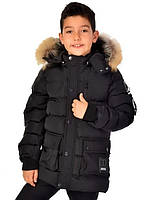 Зимняя куртка с капюшоном черного цвета для мальчиков