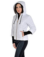 Коротка жіноча демісезонна куртка молодіжна курточка з капюшоном та дов'язом на рукавах