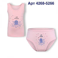 Комплект нательного белья для девочек маечка и трусики Baykar Арт 4268-5266 розовый