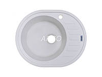 Гранитная белая овальная мойка для кухни Argo Ovale White 620*500*200