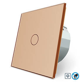 Безконтактний диммер 1 сенсор Livolo золото скло (VL-C701D-PRO-13)