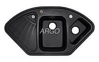 Угловая гранитная мойка для кухни с двумя чашами Argo Trapezio Black 1060*575*190 (черная)