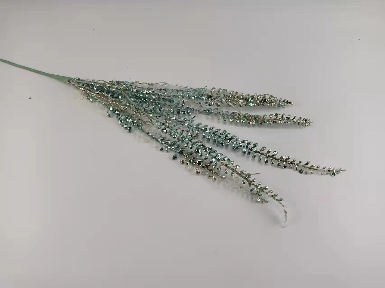 Гілка декоративна Yes! Fun "Папороть" 85см, бірюза, гліттер, фото 1