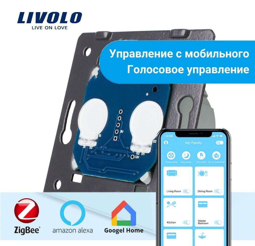 Розумний механізм сенсорний ZigBee вимикач 2 сенсори Livolo (VL-FC2Z-2G)