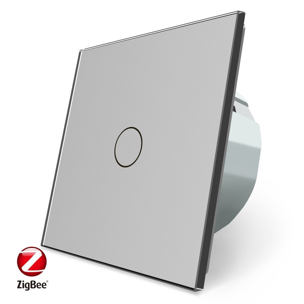 Розумний сенсорний ZigBee вимикач 1 сенсор Livolo сірий скло (VL-C701Z-15)