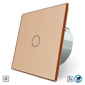 Безконтактний радіокерований диммер 1 сенсор Livolo золото скло (VL-C701DR-PRO-13)