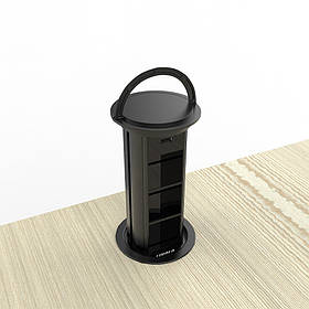 Пуста потрійна висувна розетка з USB Livolo чорний (VL-SHS021-B)