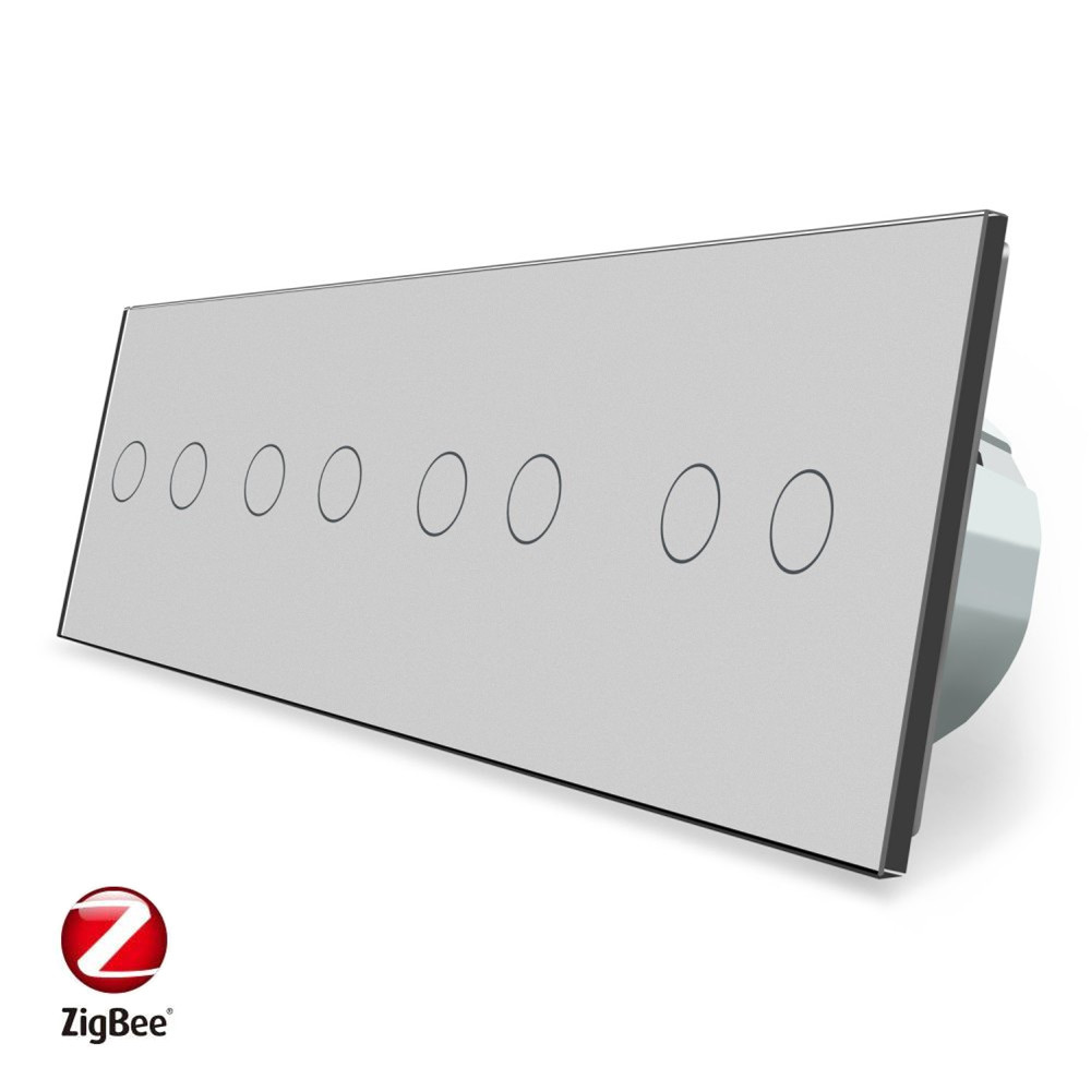 Розумний сенсорний ZigBee вимикач 8 сенсорів (2-2-2-2) Livolo сірий (VL-C708Z-15)