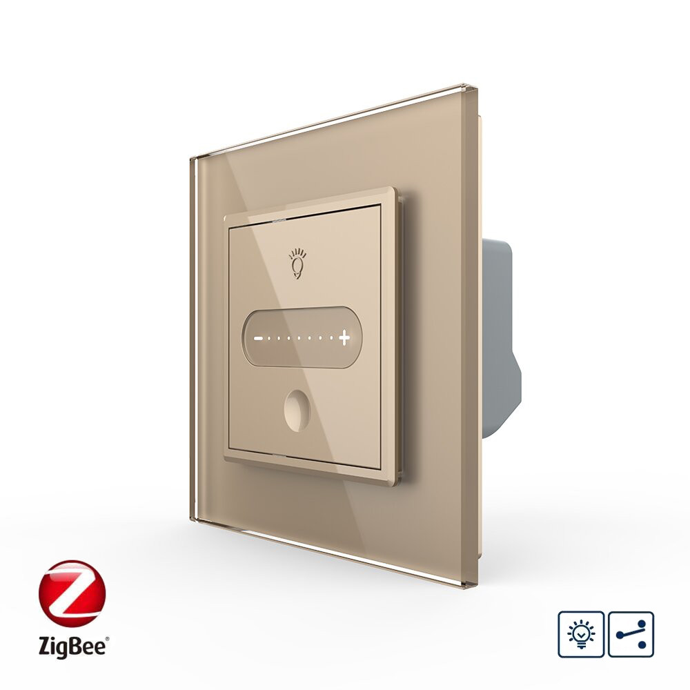 Розумний сенсорний прохідний димер Livolo золото ZigBee (VL-C7FC1SDZ-2AP)