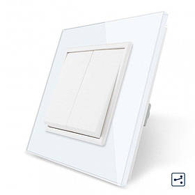 Двоклавішний прохідний вимикач Livolo білий скло (VL-C7K2S-11)