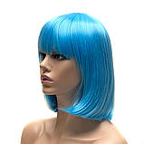 Перука каре BOB колір N8 блакитний, для сцени, танців, вечірок і розваг. Термоволосся, фото 4