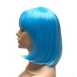 Перука каре BOB колір N8 блакитний, для сцени, танців, вечірок і розваг. Термоволосся, фото 5