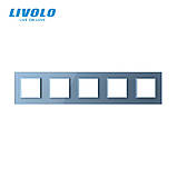 Рамка розетки 5 місць Livolo блакитний скло (C7-SR/SR/SR/SR/SR-19), фото 2