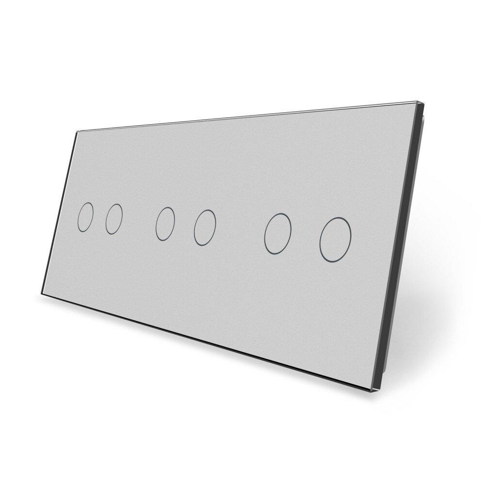 Сенсорна панель для вимикача 6 сенсорів (2-2-2) Livolo сірий скло (C7-C2/C2/C2-15)