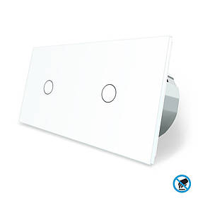 Безконтактний вимикач 2 сенсора (1-1) Livolo білий скло (VL-C701/C701-PRO-11)