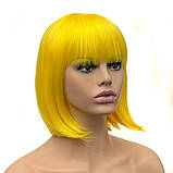 Перука каре BOB колір N9 жовтий, для сцени, танців, вечірок і розваг. Термоволосся, фото 3