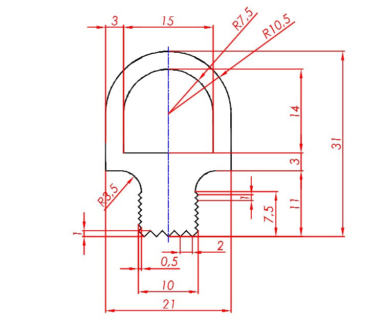 Профіль силіконовий термостійкий DWG345 21*31 мм