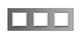 Рамка розетки 3 місця Livolo сірий скло (C7-SR/SR/SR-15), фото 2
