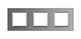 Рамка розетки 3 місця Livolo сірий скло (C7-SR/SR/SR-15), фото 5