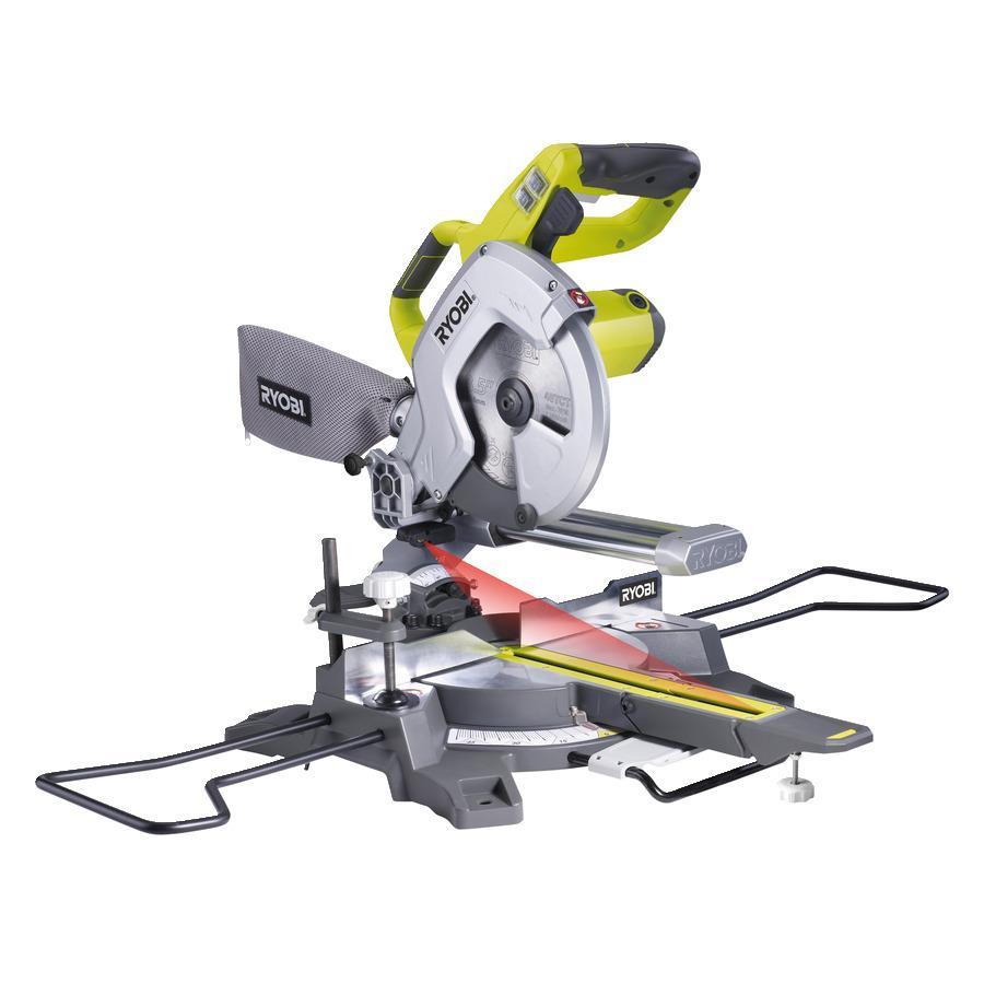 Пилка торцювальна Ryobi EMS216L з протяжкою, 1500Вт, 216мм, лазер, 13кг
