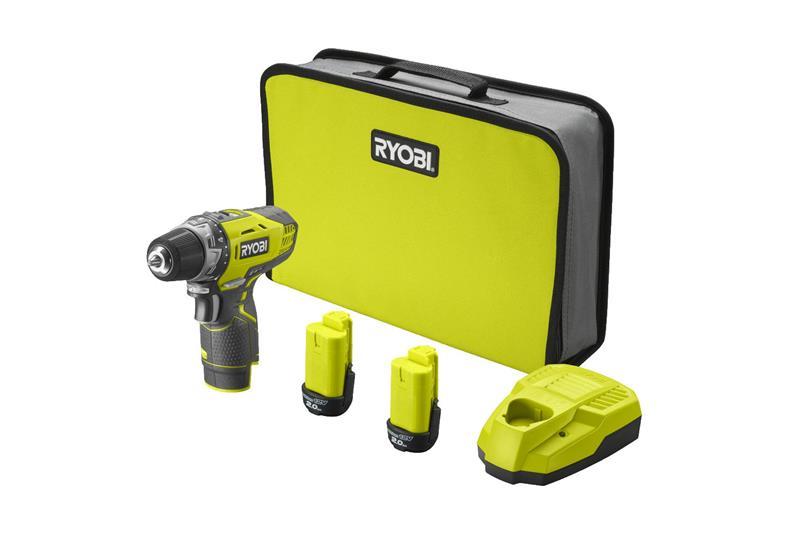 Шуруповерт-дриль RYOBI ONE+ R12DD-220S, 12В, 30Нм, 2швидкості, 2х2.0Ач+сумка
