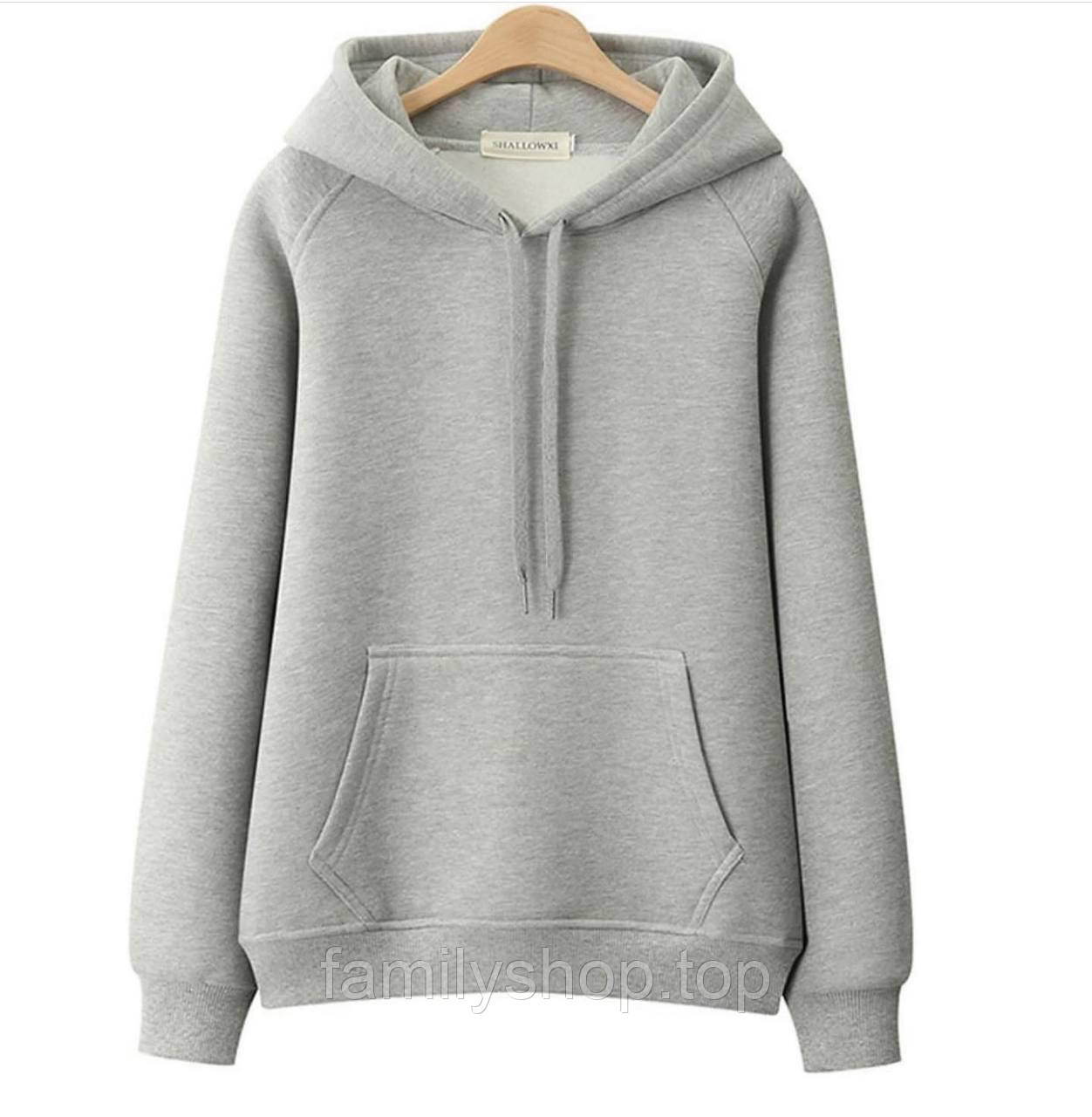 Тепле жіноче худі oversize на флісі однотонне, великого розміру 48/52 колір сірий, білий, чорний, блакитний