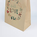 Пакет подарунковий З любов'ю Великі 320*150*380 Коричневі Красиві пакети з ручками і малюнком, фото 3