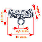 Набір 5 шт Бейли Трубка Ажурна 15 мм Отвір 3 мм, Метал Сріблястий, Тримач Кулона Підвіски, Фурнітура Біжутерія, фото 2