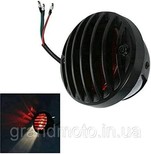 Кастомний стоп сигнал для мотоцикла Grill Black універсальний, фото 1