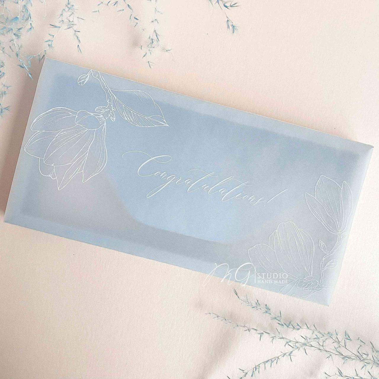 Gift box Magnolia голубой Конверт ручной работы на свадьбу, день рожденя, юбилей - фото 7 - id-p1689534399