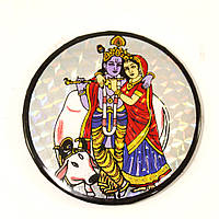 Магнит на холодильник "Радха Кришна" - индия, индийские сувениры - диаметр 6 см