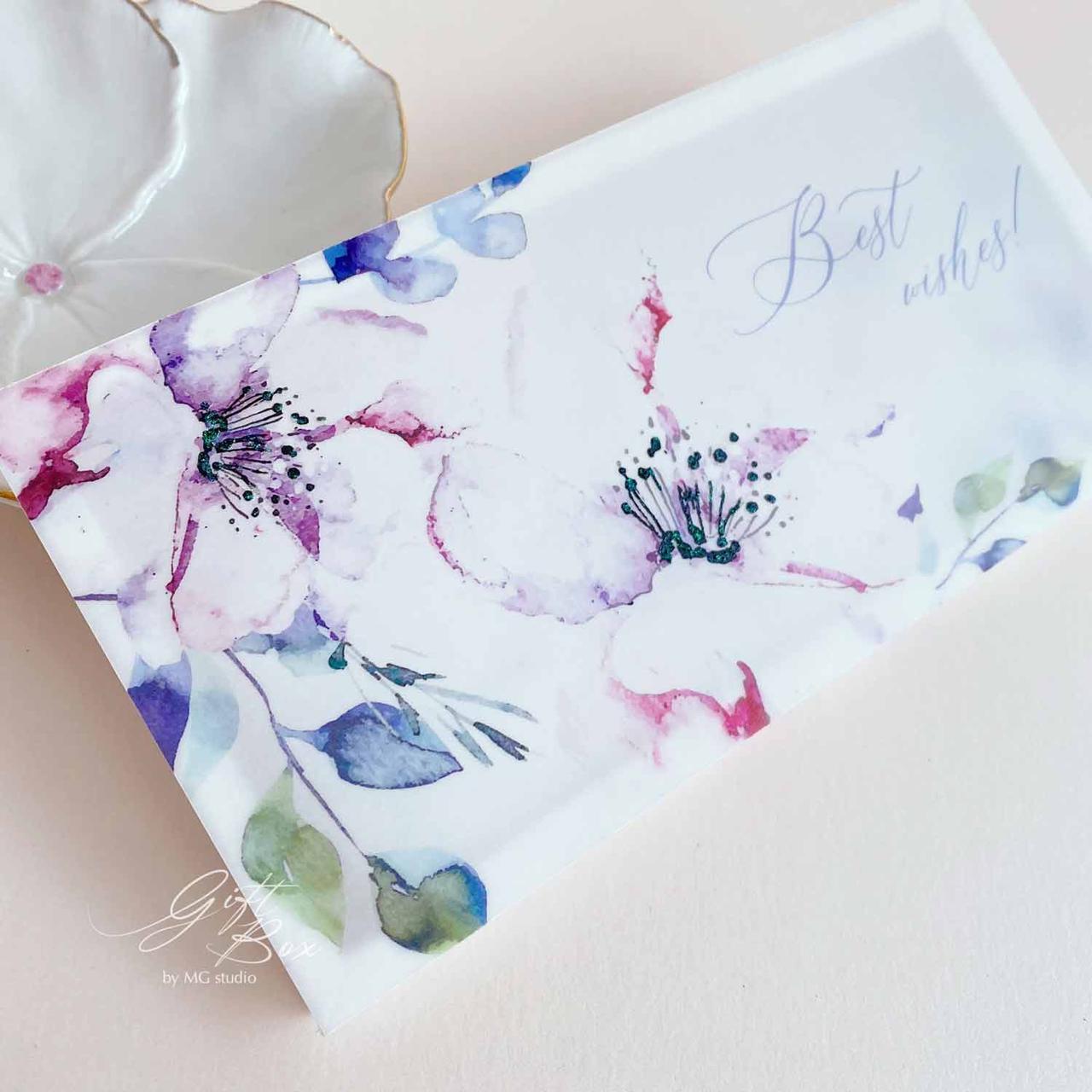 Gift box Viola с цветами Конверт для денежного подарка на день рождения женщины, девушки - фото 3 - id-p1689534445
