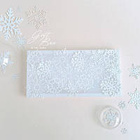 Gift box Snowy айвори Новогодняя открытка с конвертом внутри