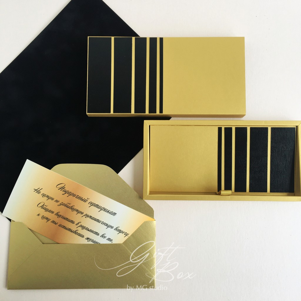 Gift box Golden black золотистый Конверт ручной работы на свадьбу, день рожденя, юбилей - фото 10 - id-p1689536978