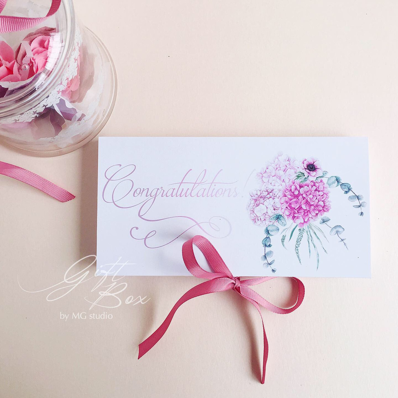 Gift box Sofia розовый Конверт для денежного подарка на день рождения женщины, девушки - фото 1 - id-p1689537073