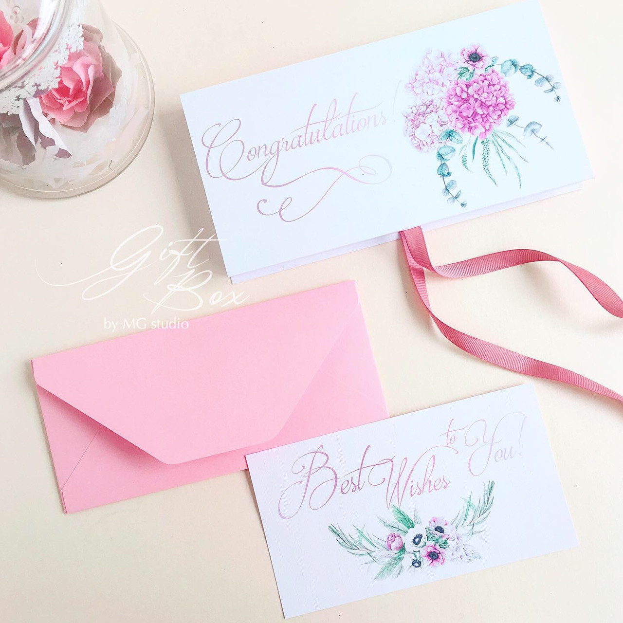 Gift box Sofia розовый Конверт для денежного подарка на день рождения женщины, девушки - фото 2 - id-p1689537073