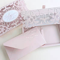 Gift box Afrodita цвет пудровый Авторские открытки ручной работы на свадьбу, день рождения, юбилей