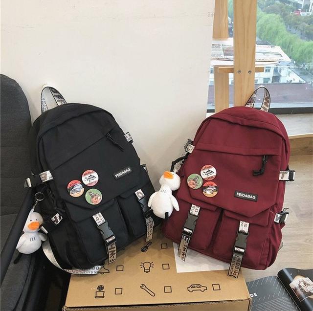 Рюкзак в Корейском Стиле с Игрушкой-брелоком Уточка Утка Унисекс для ...