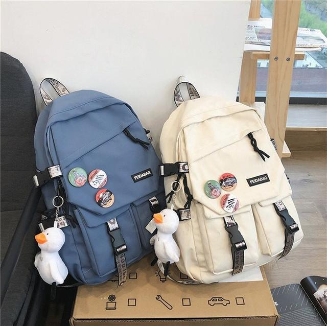 Рюкзак в Корейском Стиле с Игрушкой-брелоком Уточка Утка Унисекс для ...