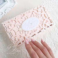 Gift box Afrodita цвет персиковый Авторские открытки ручной работы на свадьбу, день рождения, юбилей