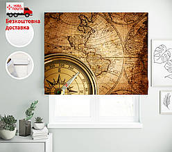 Римські штори з принтом Море та пригоди - древня карта | римські штори з малюнком