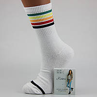 Шкарпетки жіночі високі демісезонні Kosmi 23-25 розмір (35-38 взуття) Веселка вузька білий