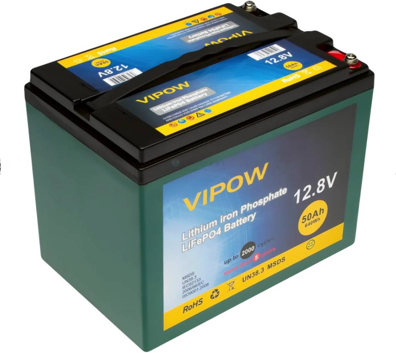 Літієвий акумулятор Vipow 30 Ah 12,8 V LiFePO4 із вбудованою ВМS платою 25A