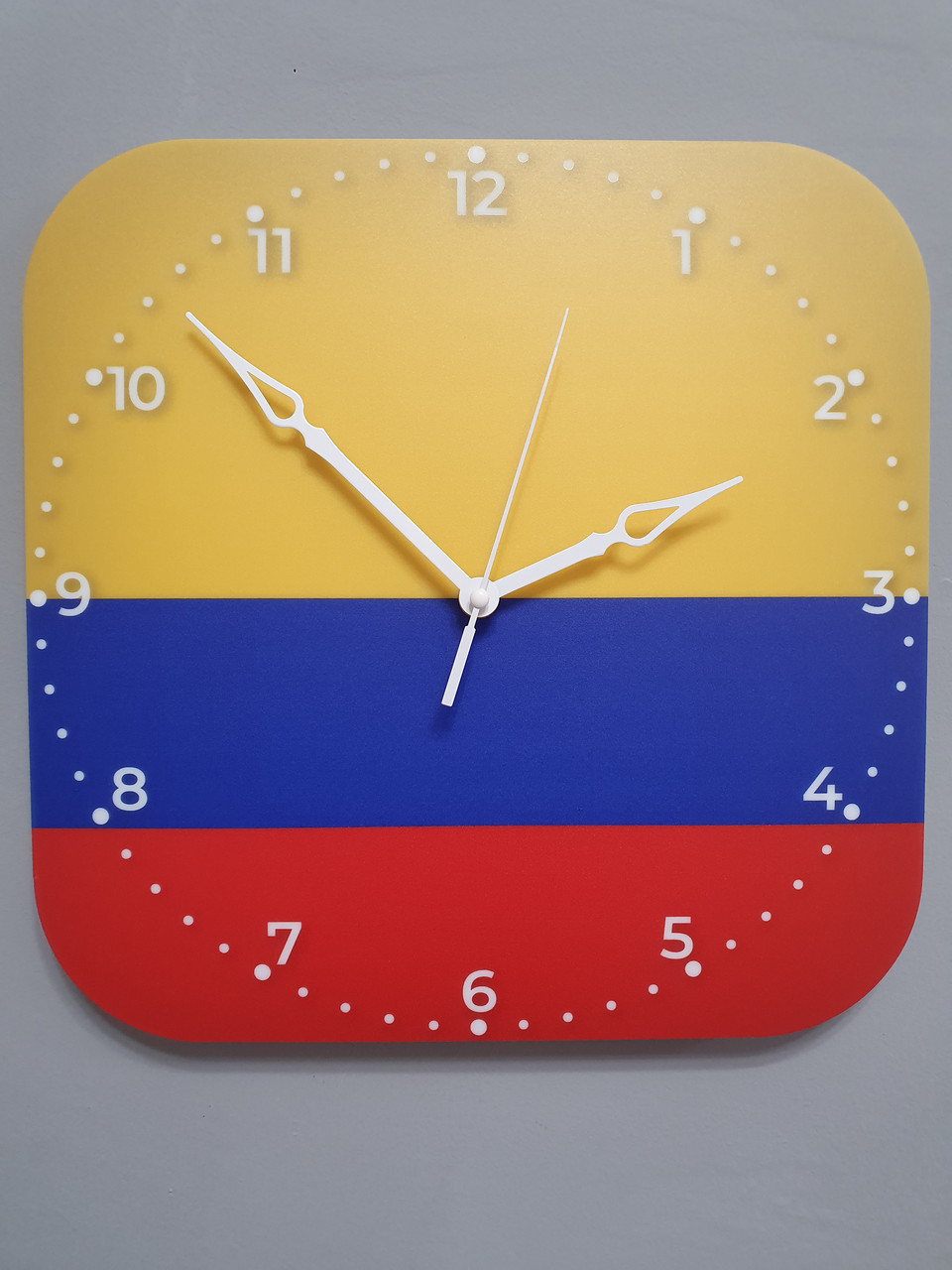 Настінний годинник прапор Колумбії, подарунок колумбійцю, колумбійський декор