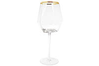 Набор (4шт.) стеклянных бокалов для красного вина с золотым кантом Celine 650мл