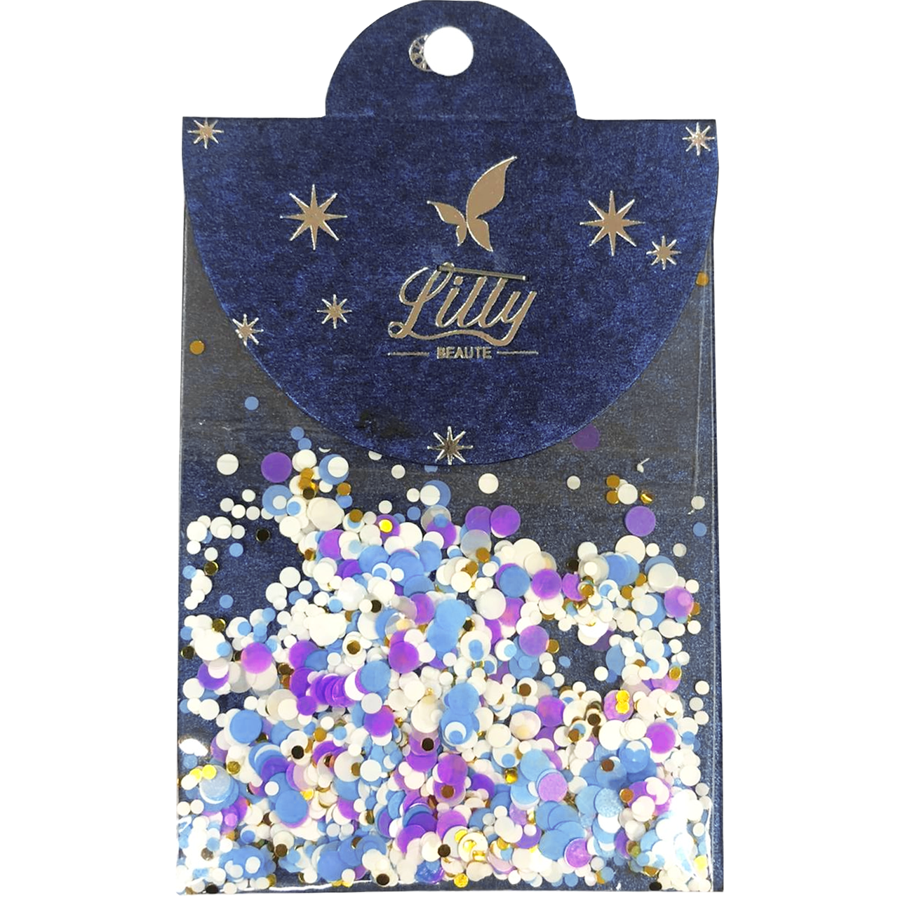Конфеті Lilly Beaute для манікюру золото+білий+синій + біколітний No50